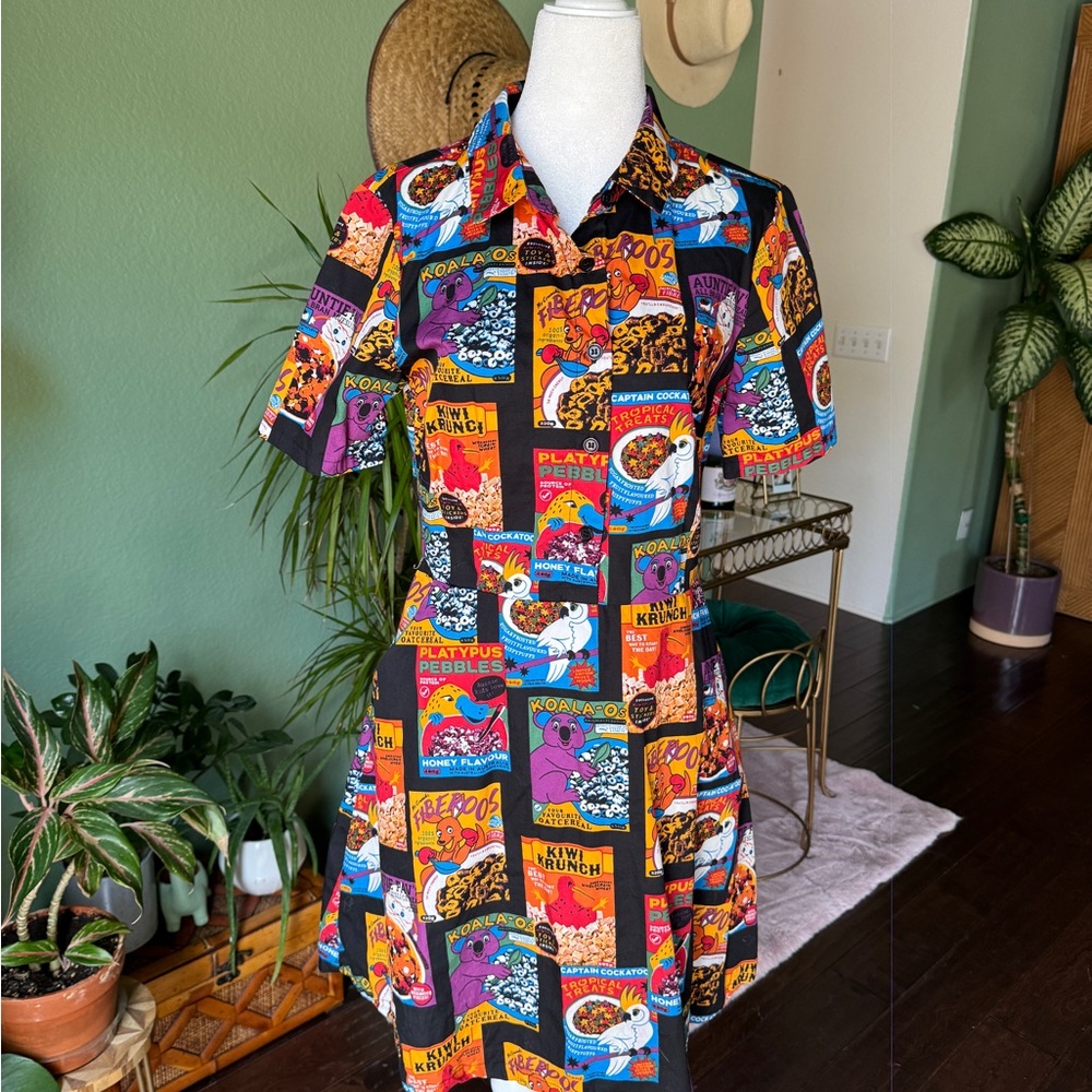 Dangerfield *  Colorful Cartoon Cereal Print Dress * SZ UK10/US6(M)